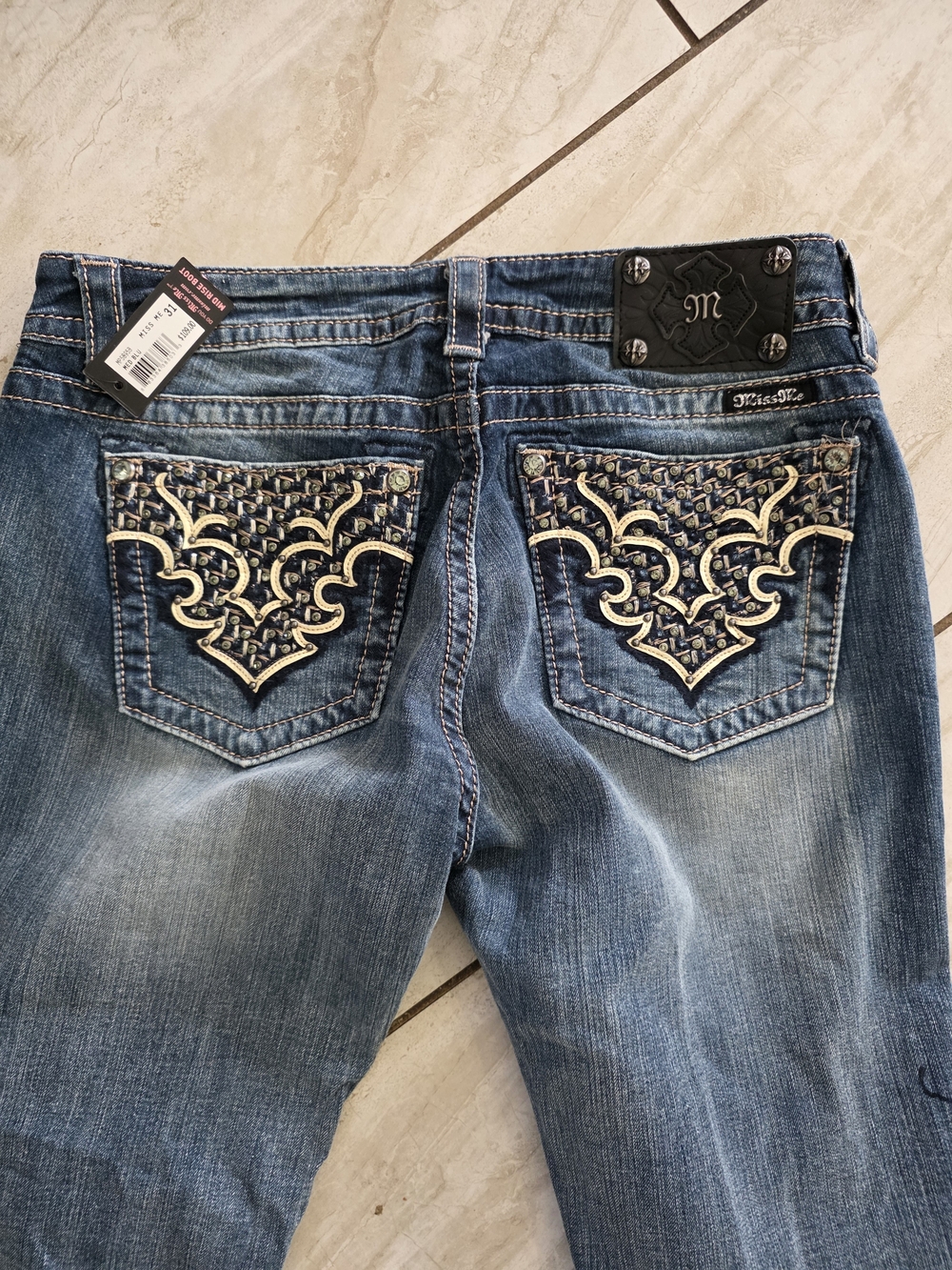 Miss Me Women's Embroidered Blue Denim Jeans